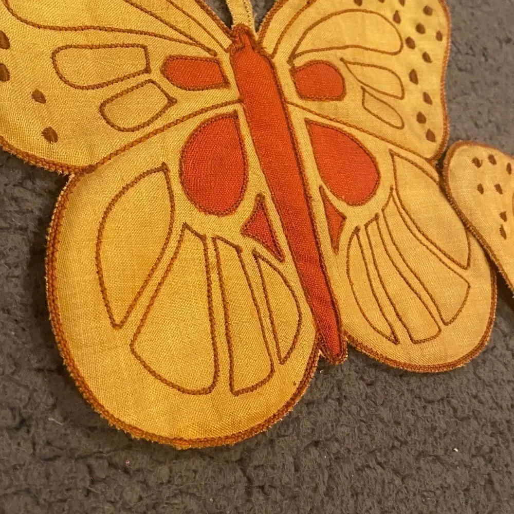 Vintage Butterfly Pot Holder Wall Hanger Set Of Two